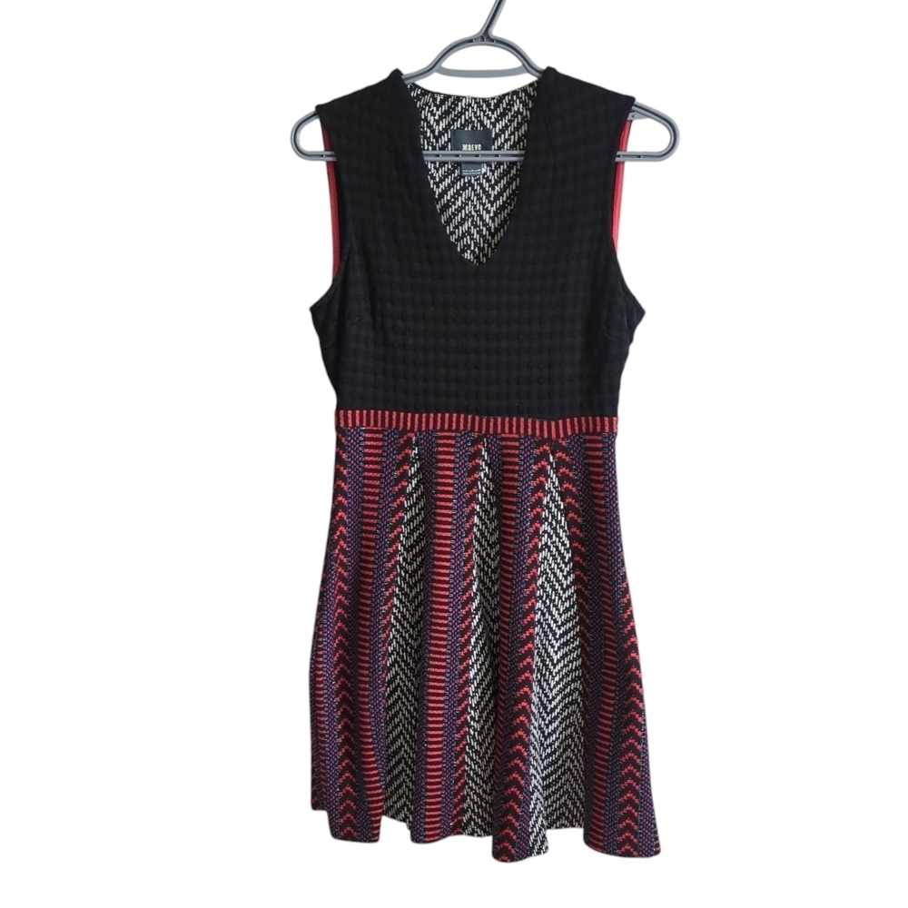 Maeve Carolina Dress - Anthropologie 4 Petite Black White Red Turquoise Metallic